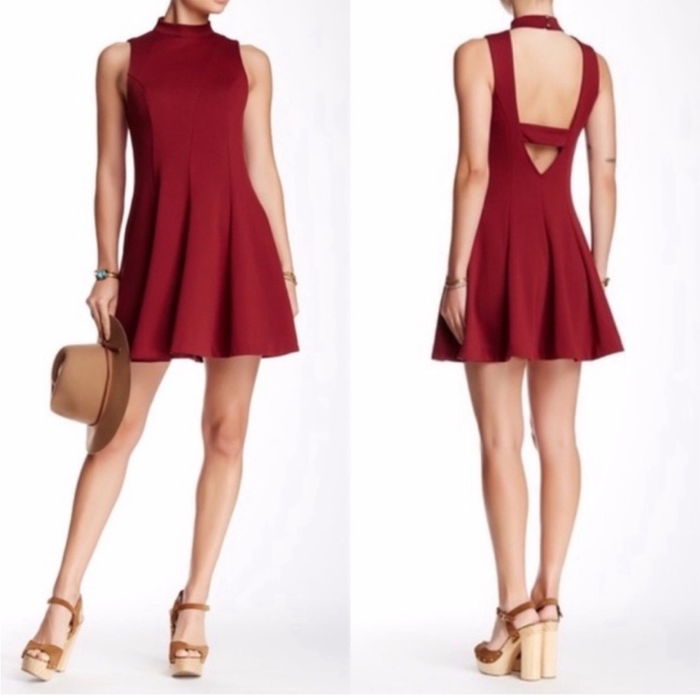 FREE PEOPLE Layla Knit Fit & Flare Dress Auburn Red Size Medium